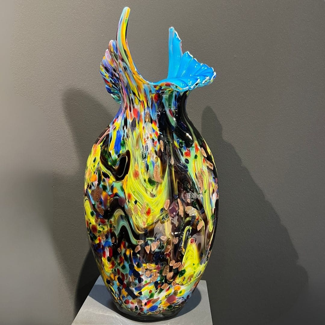 verrerie d'art L'Onda vase en verre : pièce sculpturale faite main