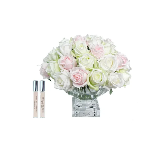 CÔTE NOIRE - Bouquet de 37 roses FRENCH PINK & GREEN & WHITE
