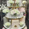 LUXURY CENTREPIECE - 37 ROSEBUDS IN FRENCH PINK & GREEN & WHITE - SILVER BADGE - CPRB13 4 LUXURY CENTREPIECE 37 ROSEBUDS IN FRENCH PINK GREEN WHITE SILVER BADGE CPRB13 4