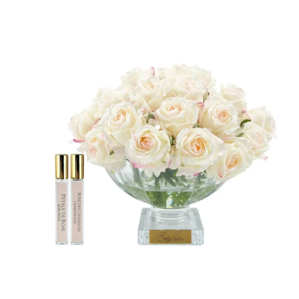CÔTE NOIRE - Bouquet de 37 roses FRENCH Rose, Vert & Blanc