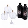 3 lampes à huile sphère Peri Living tailles S M L avec 2 bouteilles d'huile de paraffine et un entonnoir