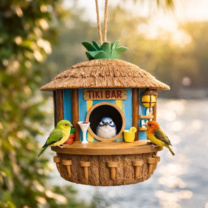 nichoir-oiseaux-tiki-bar-birdhouse-cabane-5 Nichoir à Oiseaux Tiki Bar - Une Cabane à Oiseaux Tropicale Pleine de Charme