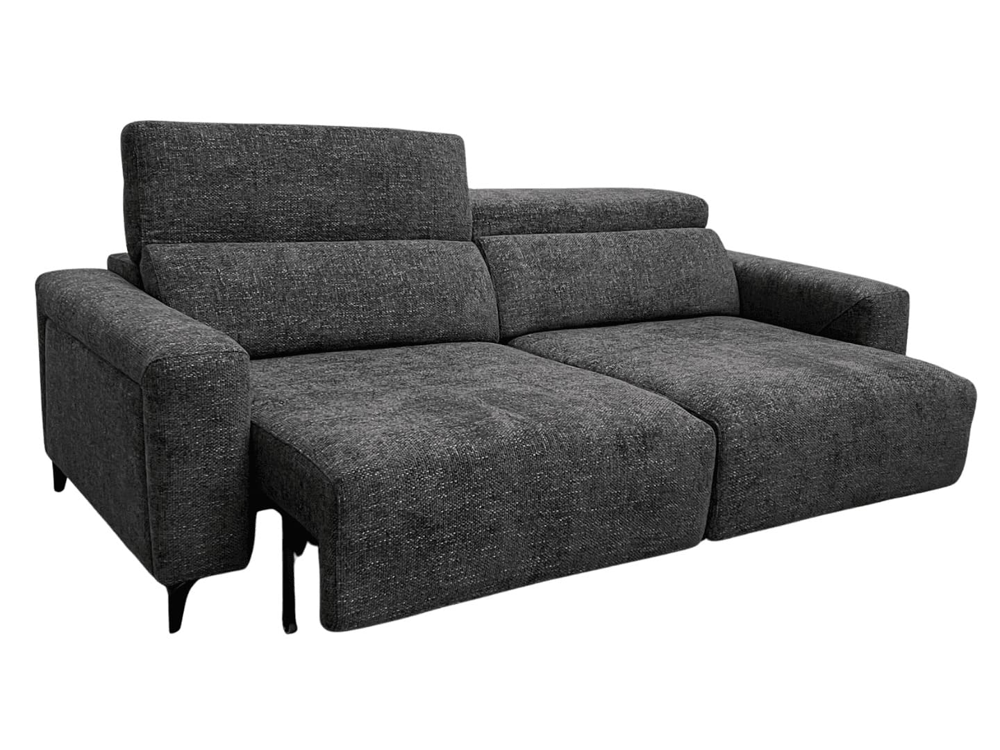 canape avec double assise coulissante format xxl, tissu noir, modèle titus