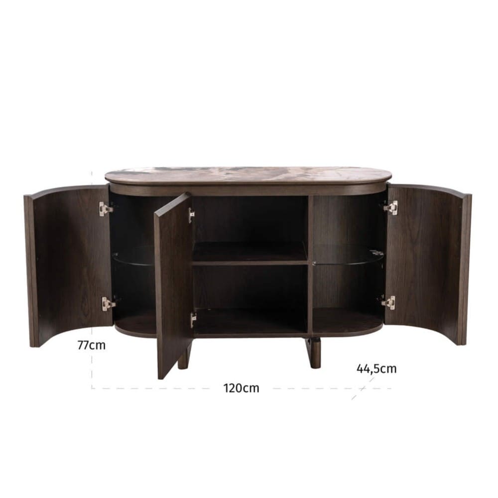 Buffet Arrondi Langford Céramique 120cm 9 buffet langford avec cotes, 120x77x44.5