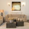Canapé Luxandra Richmond Interior tissu rayé beige marron, salon contemporain