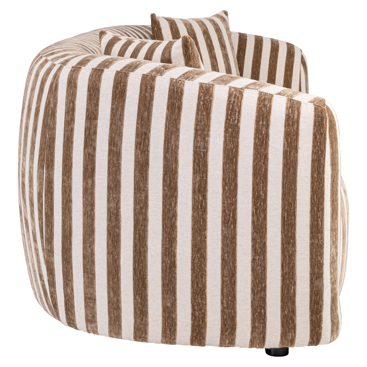 Canapé Luxandra Richmond Interior tissu rayé beige marron, détail accoudoir