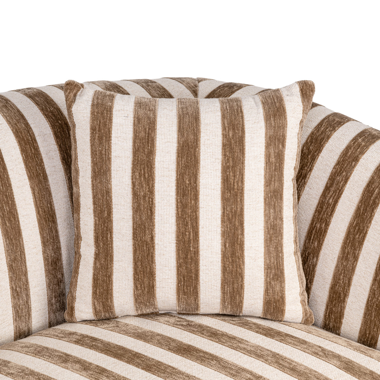 Texture tissu rayé beige marron Richmond Interior, coussins