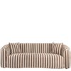 Canapé Luxandra rayé beige marron vue de face, lignes arrondies