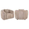 Fauteuil Luxandra rayé beige marron vue arrière, silhouette arrondie
