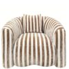 Fauteuil Luxandra rayé beige marron vue de face, salon contemporain