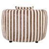 Fauteuil Luxandra rayé beige marron, vue face et arrière, silhouette arrondie