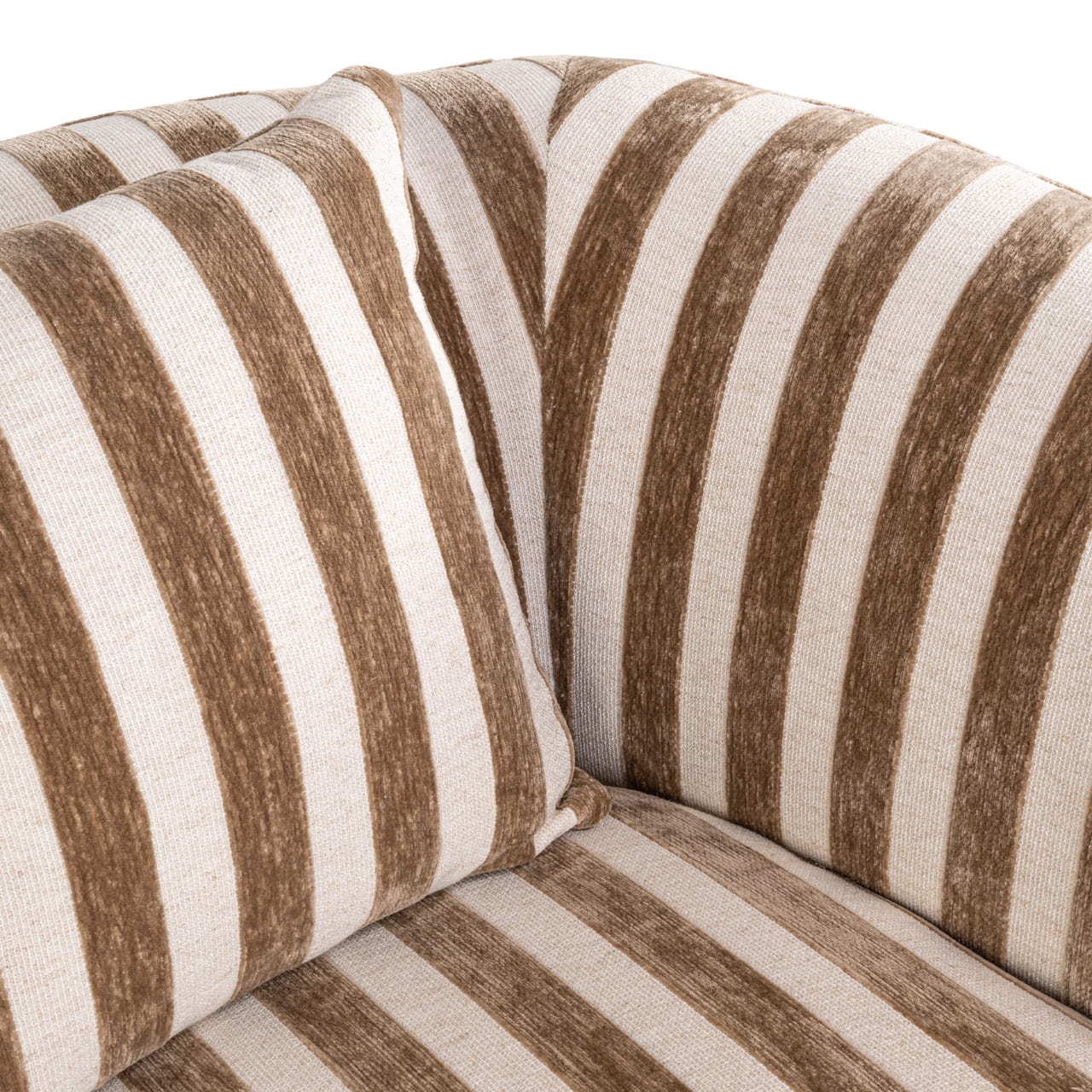 Texture tissu rayé beige marron, fauteuil Luxandra