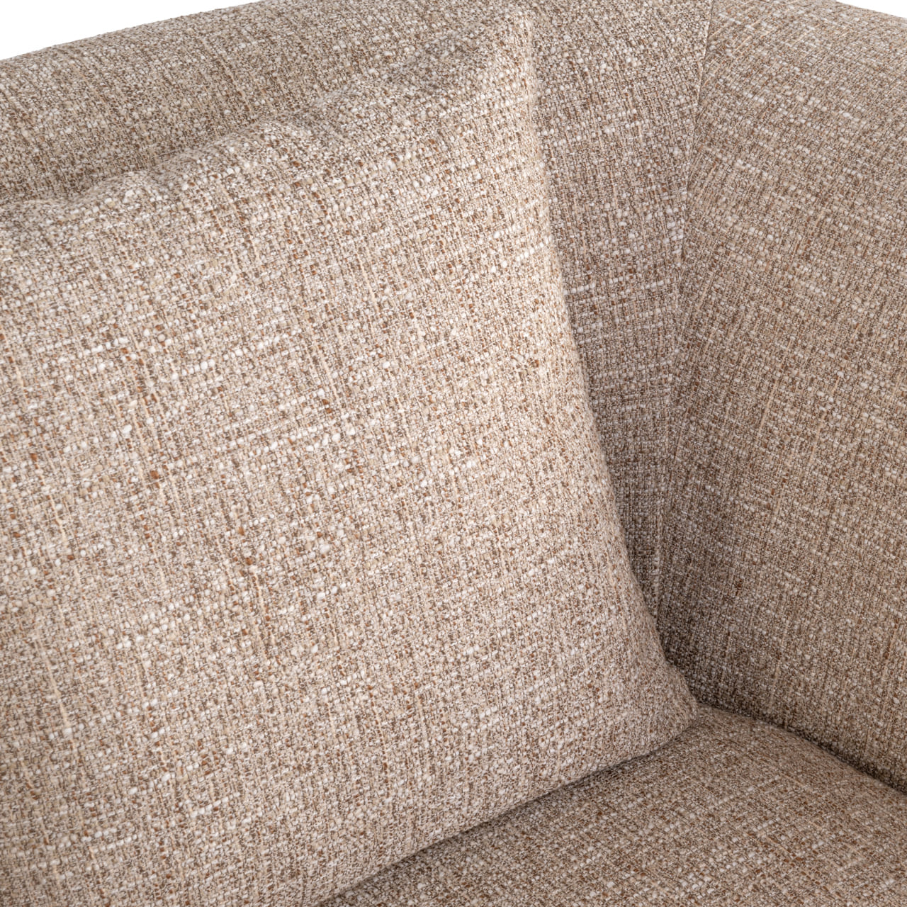 Coussin et accoudoir arrondi, fauteuil Luxandra tissu bouclé beige