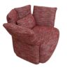 Fauteuil Pivotant Pétales 9 fauteuil pivotant pétales, accoudoirs ouverts, vue aérienne 3/4, rouge, bordeaux
